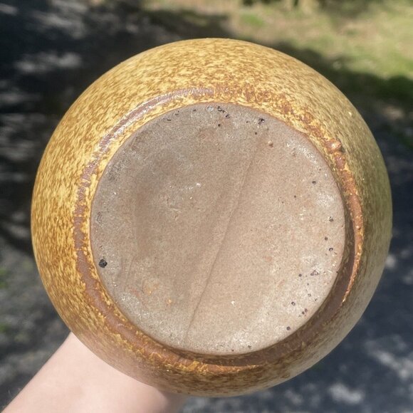 9-1/4" Vintage Brown Glazed Pottery Vase Home Accent Decor Beige Ceramic Retro - Picture 11 of 12